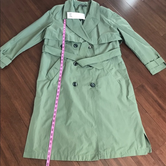 Zara Trafaluc Olive Green Detective Trench Coat Size Small - Picture 4 of 7